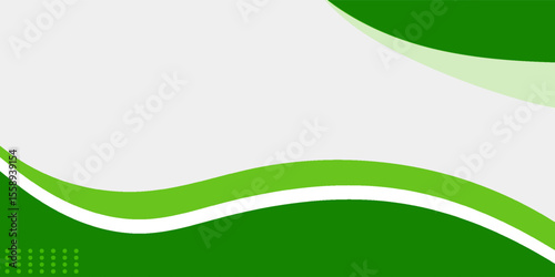 Abstract White and Green wave wide background banner