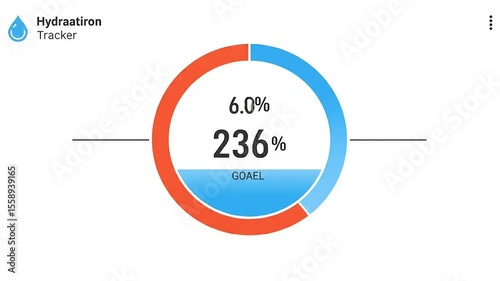 Hydration Tracker Displaying Current Progress Towards Daily Water Intake Goal with Visual Indicators