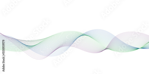 Abstract modern colorful wavy stylized blend liens and technology lines on white background. Blending gradient colors. Digital frequency track equalizer. Vector illustration.