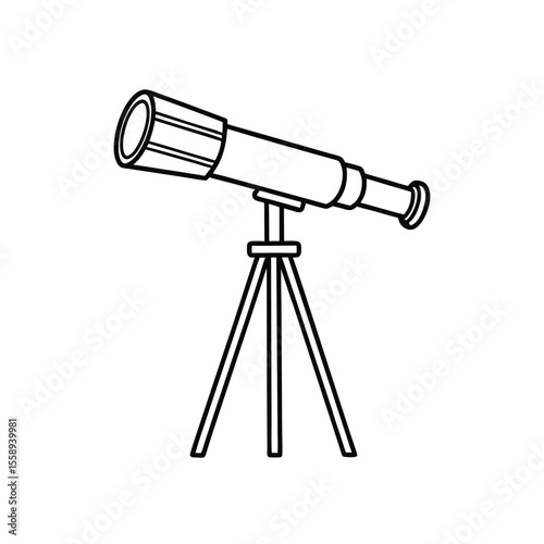 Simple outline drawing of a telescope on a tripod stand.