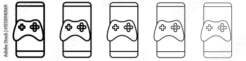 mobile phone game icon vector thin outline style sign