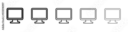 monitor icon vector thin outline style sign