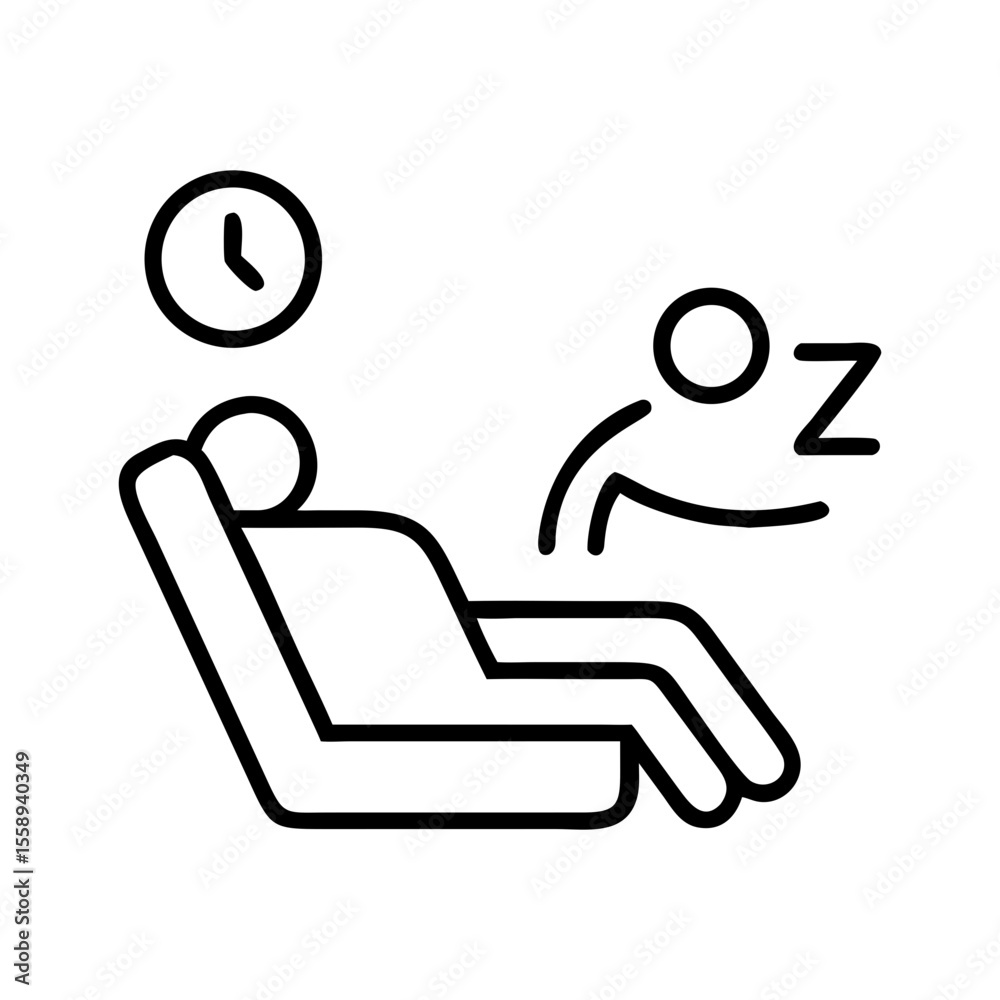 Fototapeta premium Person relaxing in armchair while napping with clock above 