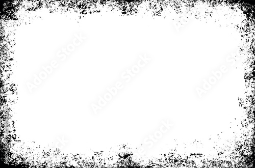 Grunge frame on a white background. Old frame with dust texture. Dirty retro border. 