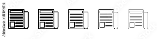 Newspaper icon vector thin outline style sign