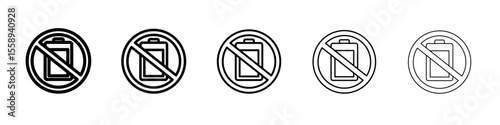 no battery icon vector thin outline style sign