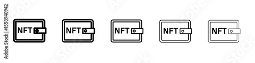 nft wallet icon vector thin outline style sign