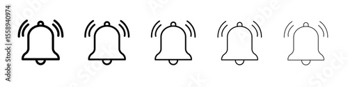 Notification Bell Icon Single vector thin outline style sign