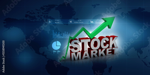 3d illustration stock market with business graph
