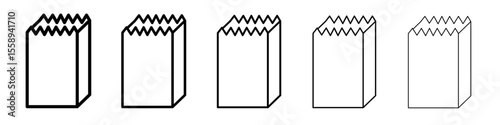 paper bag icon vector thin outline style sign