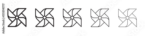 paper Windmill icon vector thin outline style sign