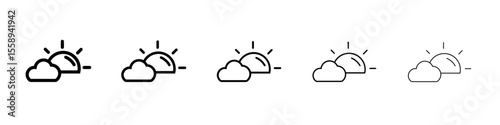 Partially Cloudy Icon Single vector thin outline style sign