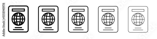 passport icon vector thin outline style sign