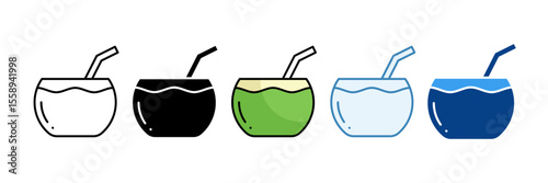 Coconut Water  Icon Set Multiple Style Collection
