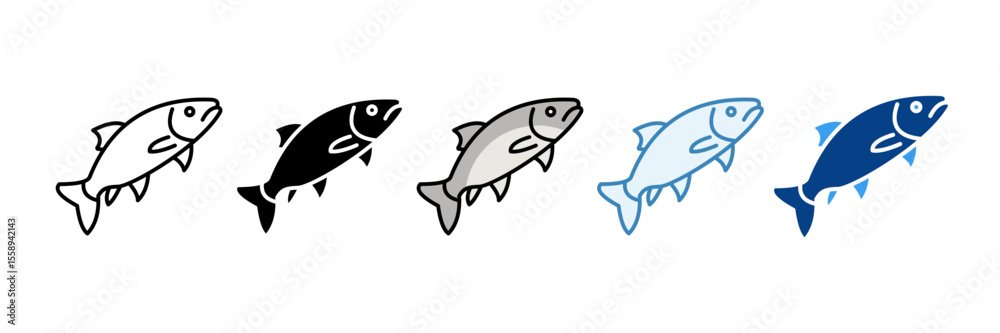 Obraz premium Salmon Icon Set Multiple Style Collection
