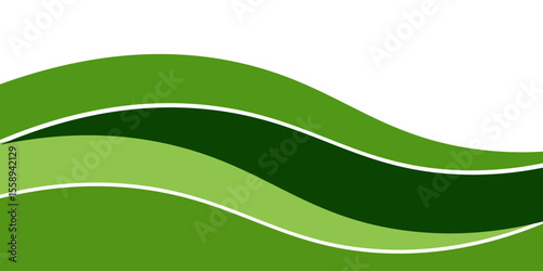 Abstract green wave background, Vector green line background curve element with white space for text and message design, overlapping layers.