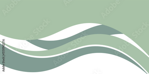 Abstract White and Green wave wide background banner