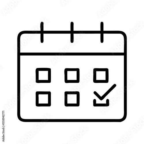 Simple calendar icon with checked date in minimal style  