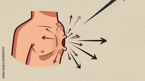 Illustration depicting airflow dynamics through a human torso, highlighting respiratory mechanics