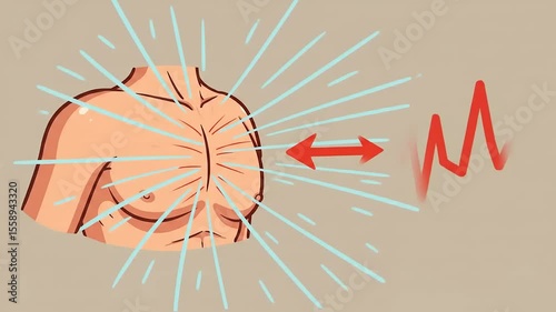 Illustration of a human torso with a heartbeat line, symbolizing health monitoring and wellness