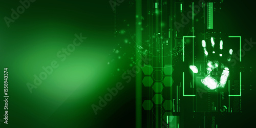 2d Illustration Fingerprint Scanning Technology Concept 