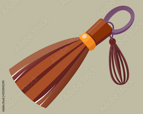 Stylish Brown Leather Tassel Keychain with Metal Ring