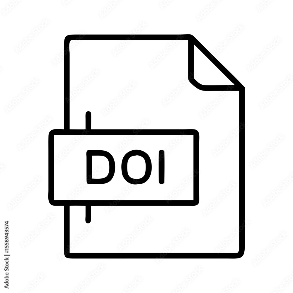 Document with DOI label indicating digital object identifier  