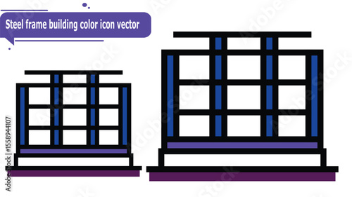 Steel frame building color icon vector