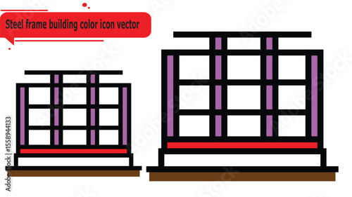 Steel frame building color icon vector