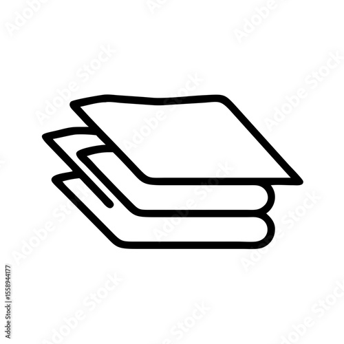 Stack of paper sheets in simple line art style on white background  