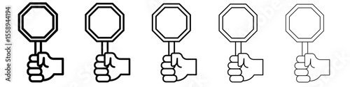 Protest banner in hand icon vector thin outline style sign