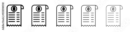 Receipt Icon Single vector thin outline style sign