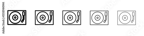 record player icon vector thin outline style sign