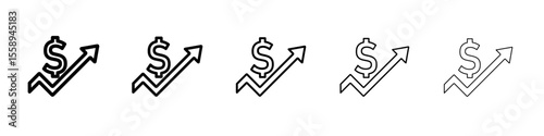 Rise price icon vector thin outline style sign