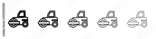road roller icon vector thin outline style sign