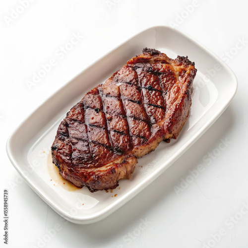 Succulent grilled beef steak, with a rich brown exterior and natural juices, ready to be served.