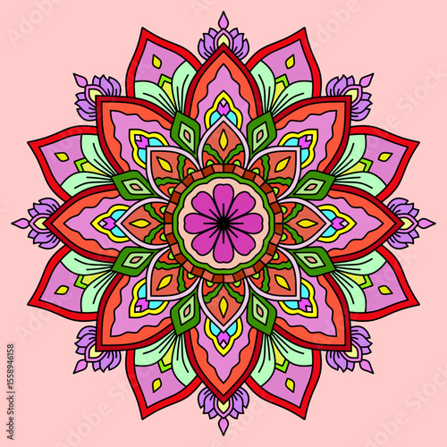 abstract floral background, Flower Mandala. Vintage decorative elements. Oriental pattern, vector illustration. Islam, Arabic, Indian, Moroccan, Spain, Turkish, Pakistan, Chinese, mystic, colorful