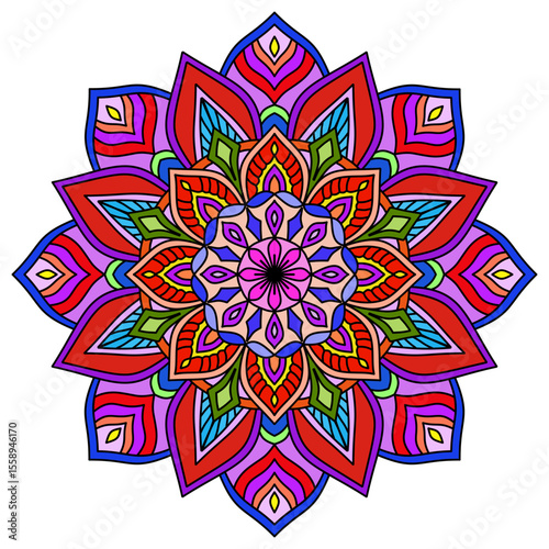 abstract flower background, Vibrant mandala with intricate floral patterns, Vintage decorative elements. Oriental pattern, vector illustration, bright color, tattoo,  ornament in ethnic oriental style