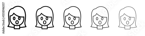 Shocked Girl icon vector thin outline style sign