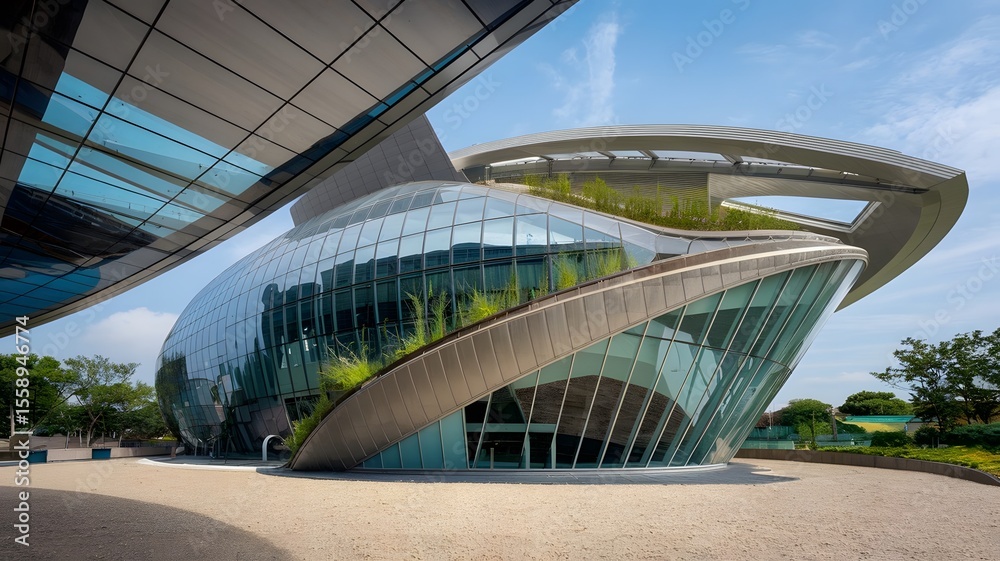 Fototapeta premium Innovative Futuristic Architecture with Sleek Design