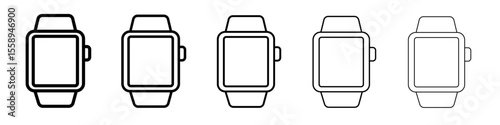 smart watch icon vector thin outline style sign