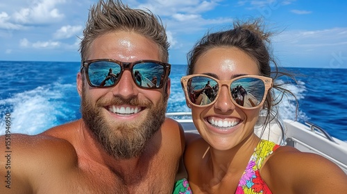 happy young couple on the beach