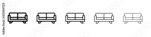 sofa icon vector thin outline style sign