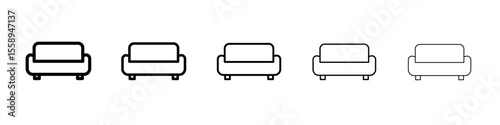 sofa icon vector thin outline style sign