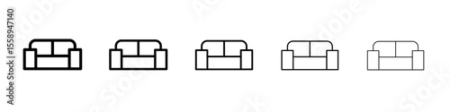 sofa icon vector thin outline style sign