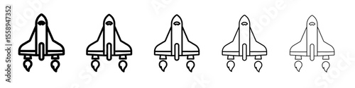 space shuttle icon vector thin outline style sign
