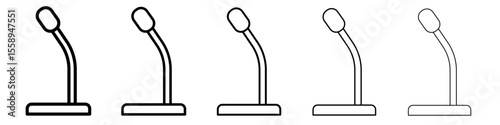 speech mic icon vector thin outline style sign