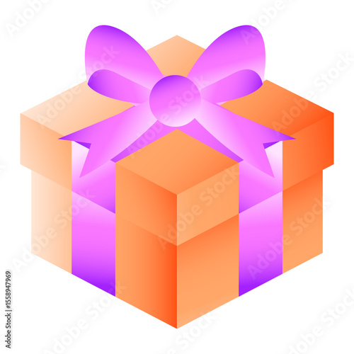 Isometric Gift Box Present with Bow and Ribbon Celebration