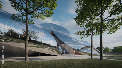 Curved Futuristic Architecture with Sleek Design