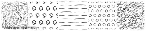 Set of seamless patterns with scribble smears